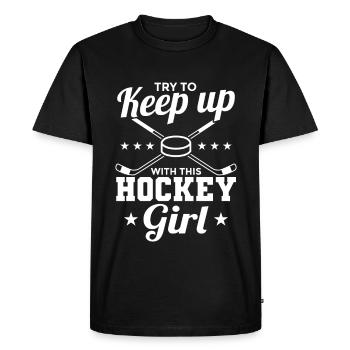 Hockey sur glace Filles - T-shirt Premium bio Homme - noir - Devant - Nico (187cm)