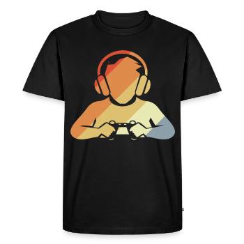 Look rétro gamer - T-shirt Premium bio Homme - noir - Devant - Nico (187cm)