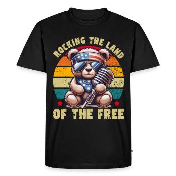 Ours mignon États-Unis Amérique Musique Patriote Rétro - T-shirt Premium bio Homme - noir - Devant - Nico (187cm)