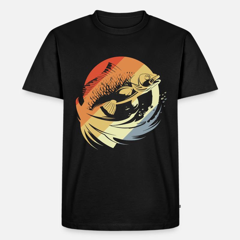 Fisch Grafik Retro Look - Männer Premium Bio T-Shirt - Schwarz