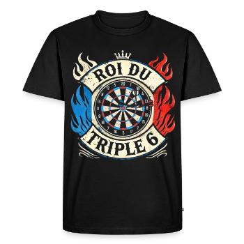 Roi du triple 6 humour fléchettes roi dard cible - T-shirt Premium bio Homme - noir - Devant - Nico (187cm)