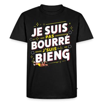 Je suis pas bourré j'suis bieng humour alcool soir - T-shirt Premium bio Homme - noir - Devant - Nico (187cm)