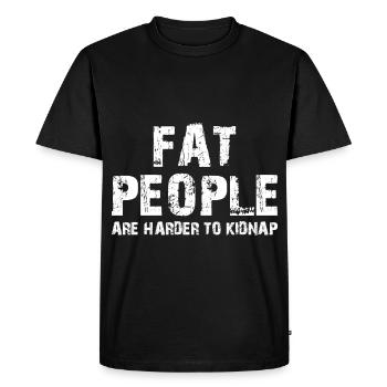 fat people are harder to kidnap - Men's Premium Organic T-Shirt - black - Front - Nico (187cm)