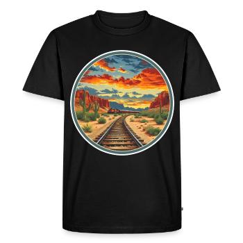 Chemin de fer - T-shirt Premium bio Homme - noir - Devant - Nico (187cm)