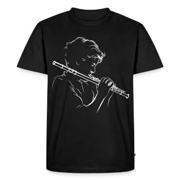 Flûte Garçon Line Art - T-shirt Premium bio Homme - noir - Devant - Nico (187cm)