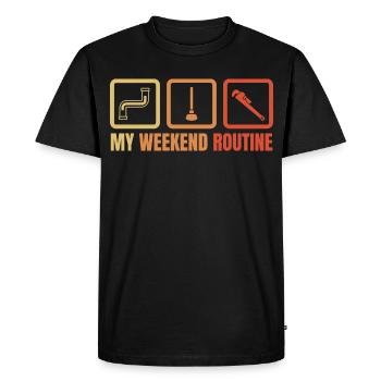 Plumber Weekend Routine - Men's Premium Organic T-Shirt - black - Front - Nico (187cm)