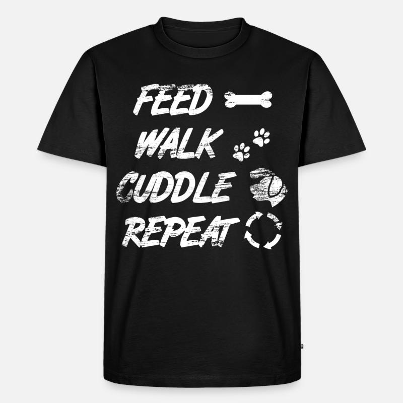 Feed Walk Cuddle Repeat - Männer Premium Bio T-Shirt - Schwarz