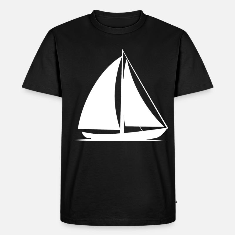 Segelboot Line Art - Männer Premium Bio T-Shirt - Schwarz