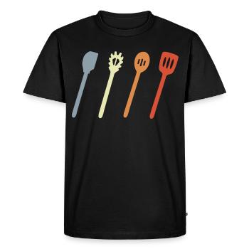 Cooking spoon sketch - Men's Premium Organic T-Shirt - black - Front - Nico (187cm)