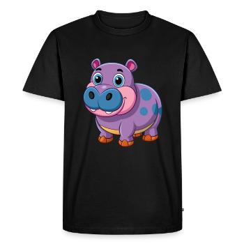 Hippopotame Mignon Mascotte Personnage De Dessin Animé Kawaii - T-shirt Premium bio Homme - noir - Devant - Nico (187cm)