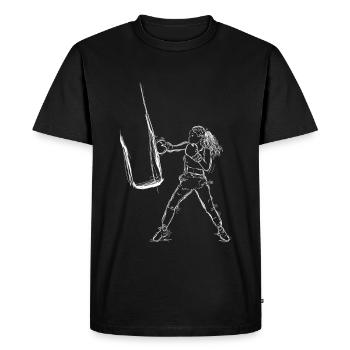 Boxer Sketch - Men's Premium Organic T-Shirt - black - Front - Nico (187cm)