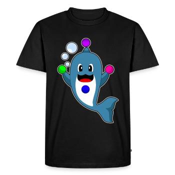 Dolphin juggler juggling - Men's Premium Organic T-Shirt - black - Front - Nico (187cm)
