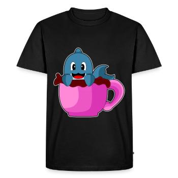 Dolphin Coffee Mug - Men's Premium Organic T-Shirt - black - Front - Nico (187cm)