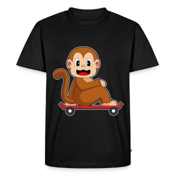 Monkey Skater Skateboard - Men's Premium Organic T-Shirt - black - Front - Nico (187cm)
