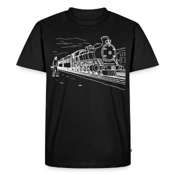 Train Lover Drawing - Men's Premium Organic T-Shirt - black - Front - Nico (187cm)