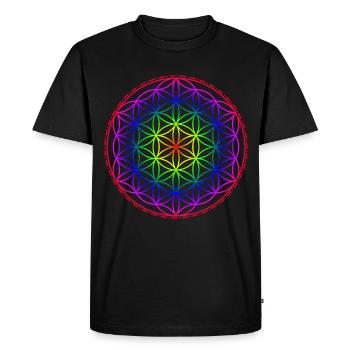 Fleur de vie arc-en-ciel - T-shirt Premium bio Homme - noir - Devant - Nico (187cm)