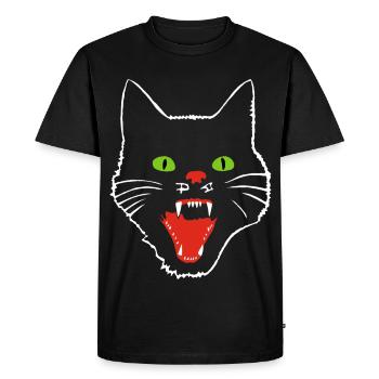 Chat terrifiant aux yeux verts - T-shirt Premium bio Homme - noir - Devant - Nico (187cm)