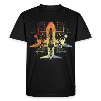 Airplane Drawing Retro Look - Men's Premium Organic T-Shirt - black - Front - Nico (187cm)