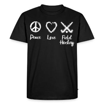 Hockey sur gazon Peace Love - T-shirt Premium bio Homme - noir - Devant - Nico (187cm)