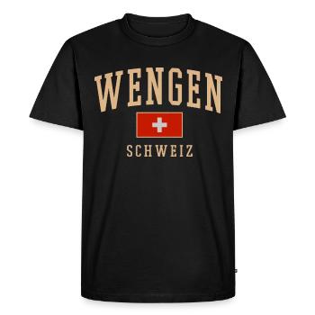 Emblème vintage Wengen Suisse - T-shirt Premium bio Homme - noir - Devant - Nico (187cm)