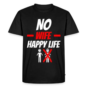 Pas de femme Vie heureuse Drôle de dicton - T-shirt Premium bio Homme - noir - Devant - Nico (187cm)