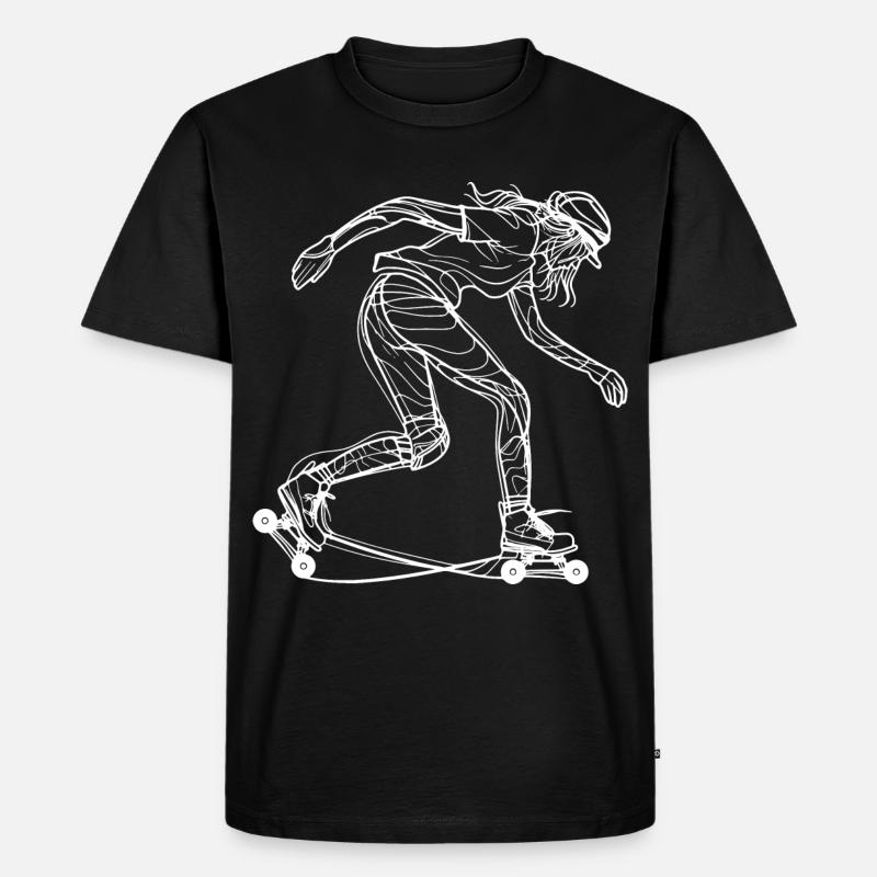 Rollschuh Mädchen - Männer Premium Bio T-Shirt - Schwarz