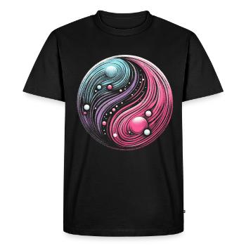 Yin Yang Cosmique : l’équilibre galactique de l’univers - T-shirt Premium bio Homme - noir - Devant - Nico (187cm)
