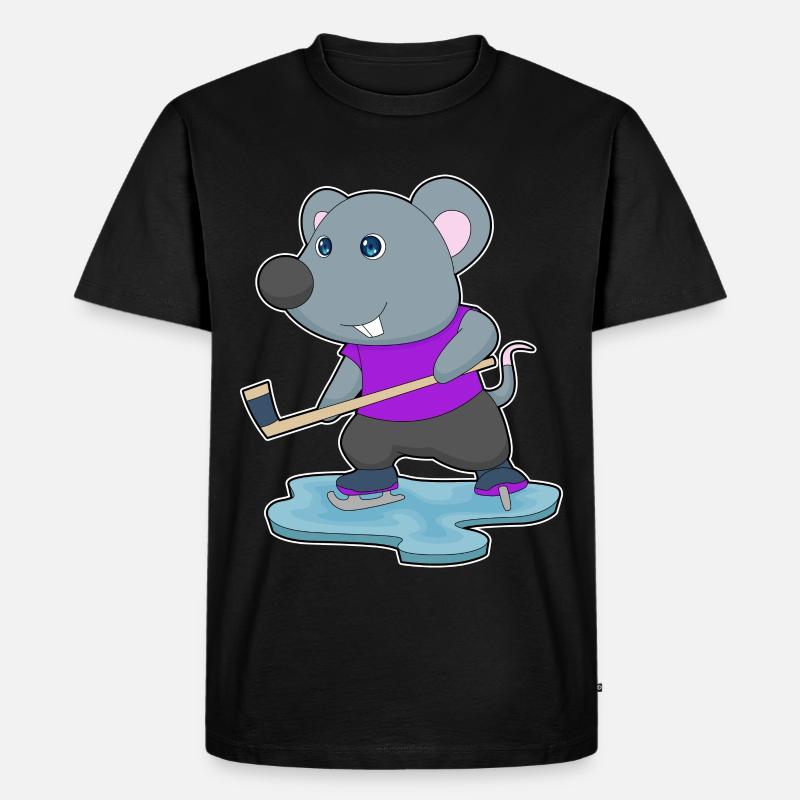 Maus Eishockey Eishockeyschläger - Männer Premium Bio T-Shirt - Schwarz