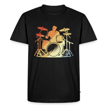 Drummer Retro Style - Men's Premium Organic T-Shirt - black - Front - Nico (187cm)