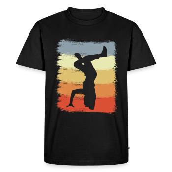 Vintage Breakdancer Drawing - Men's Premium Organic T-Shirt - black - Front - Nico (187cm)