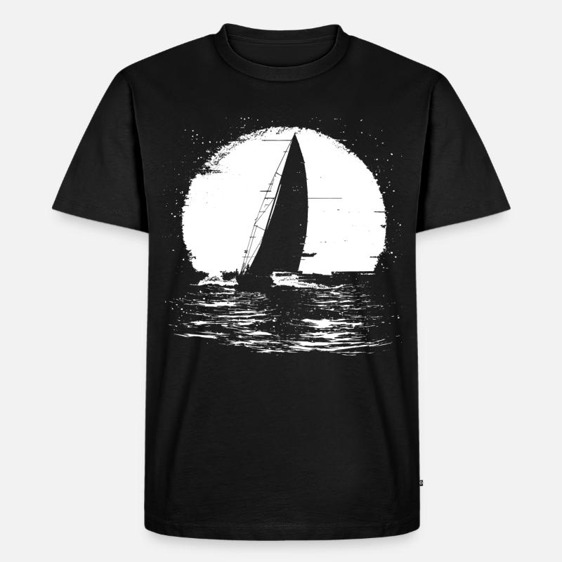 Segelboot - Männer Premium Bio T-Shirt - Schwarz