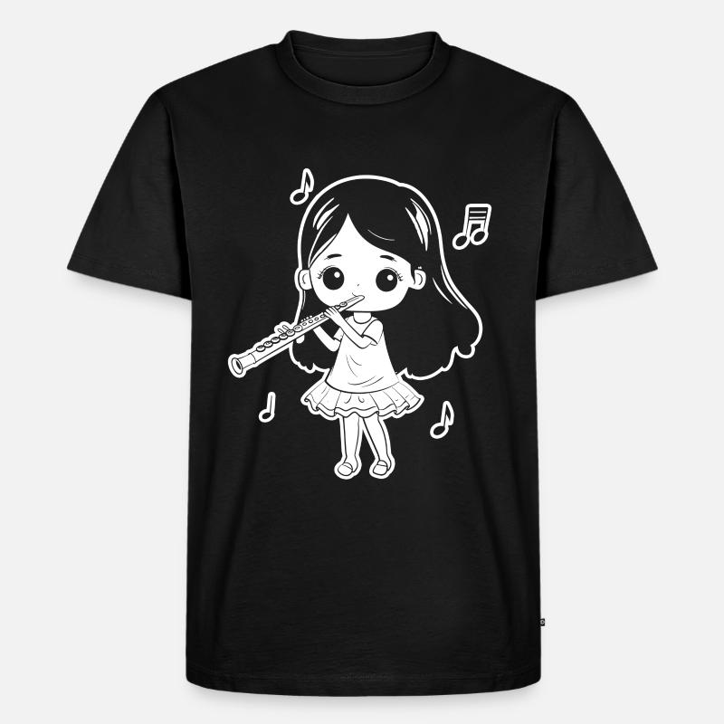 Lustiges Flötenmädchen Comic Look - Männer Premium Bio T-Shirt - Schwarz