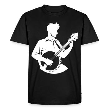 Dessin d’un joueur de banjo - T-shirt Premium bio Homme - noir - Devant - Nico (187cm)