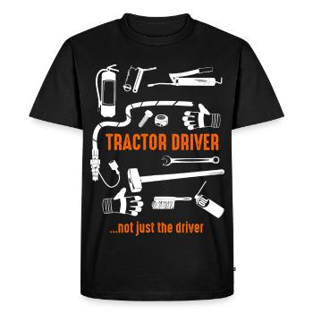Tractor Driver: Not Just Driver - Men's Premium Organic T-Shirt - black - Front - Nico (187cm)