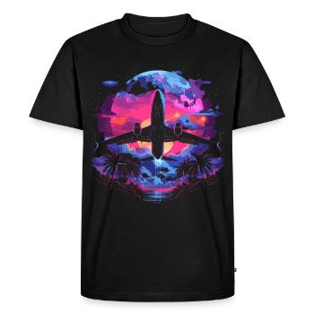 Avion rétro Retrowave - T-shirt Premium bio Homme - noir - Devant - Nico (187cm)