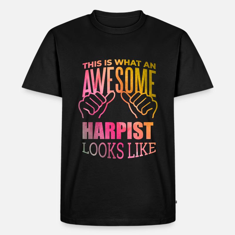 Harfe - Männer Premium Bio T-Shirt - Schwarz