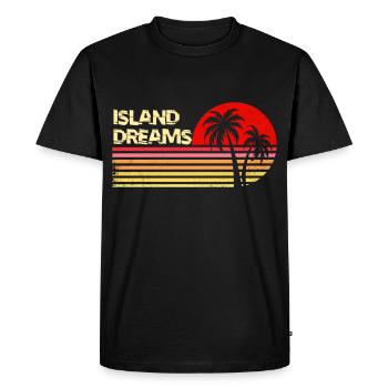 Island Dreams Vintage Sunset Palm Trees Retro Tee - Men's Premium Organic T-Shirt - black - Front - Nico (187cm)