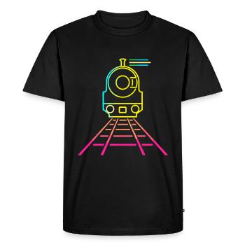 Style de dessin animé ferroviaire - T-shirt Premium bio Homme - noir - Devant - Nico (187cm)