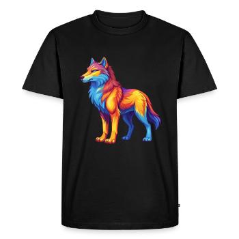 Loup Arctique Personnage De Dessin Animé Kawaii Coloré - T-shirt Premium bio Homme - noir - Devant - Nico (187cm)