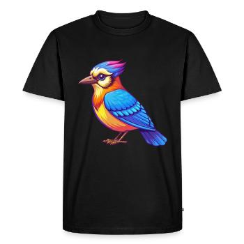 Geai bleu coloré Kawaii dessin animé Personnage Clipart - T-shirt Premium bio Homme - noir - Devant - Nico (187cm)