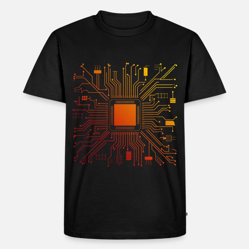 Tech Computer Motherboard Abstrakter Mikrochip - Männer Premium Bio T-Shirt - Schwarz