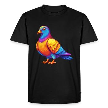 Pigeon Coloré Kawaii Dessin Animé Personnage Clipart - T-shirt Premium bio Homme - noir - Devant - Nico (187cm)