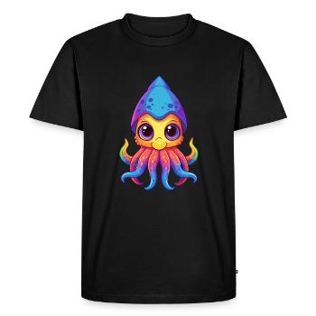 Squid Colorful Kawaii Cartoon Character Clipart - Men's Premium Organic T-Shirt - black - Front - Nico (187cm)