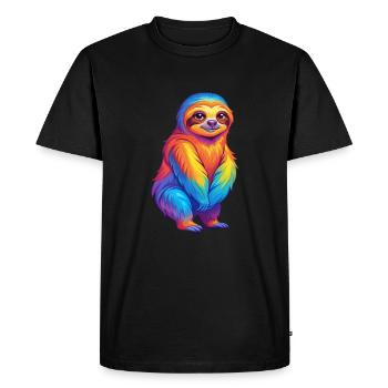 Sloth Colorful Kawaii Cartoon Character Clipart - Men's Premium Organic T-Shirt - black - Front - Nico (187cm)