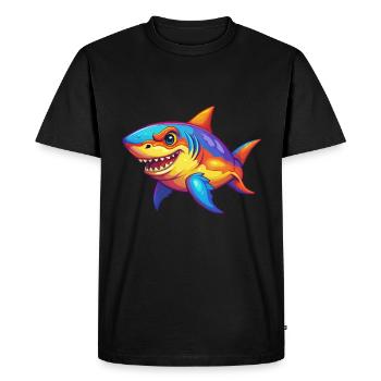 requin coloré kawaii dessin animé personnage clipart - T-shirt Premium bio Homme - noir - Devant - Nico (187cm)