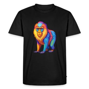 Mandrill coloré Kawaii Dessin animé Personnage Clipart - T-shirt Premium bio Homme - noir - Devant - Nico (187cm)