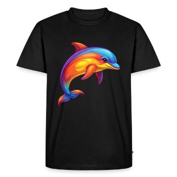 Dauphin commun Coloré Kawaii Dessin animé Animal marin - T-shirt Premium bio Homme - noir - Devant - Nico (187cm)