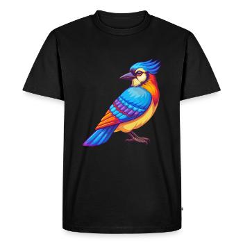 Geai bleu coloré Kawaii dessin animé Personnage Oiseau - T-shirt Premium bio Homme - noir - Devant - Nico (187cm)