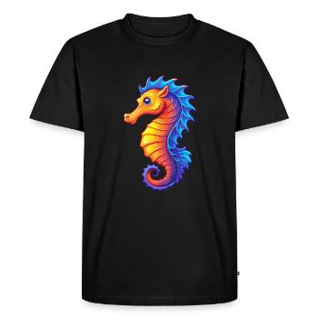 Hippocampe coloré Kawaii dessin animé Animal marin - T-shirt Premium bio Homme - noir - Devant - Nico (187cm)