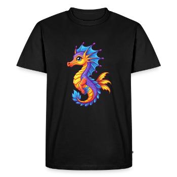 dragon de mer feuillu coloré kawaii dessin animé clipart - T-shirt Premium bio Homme - noir - Devant - Nico (187cm)